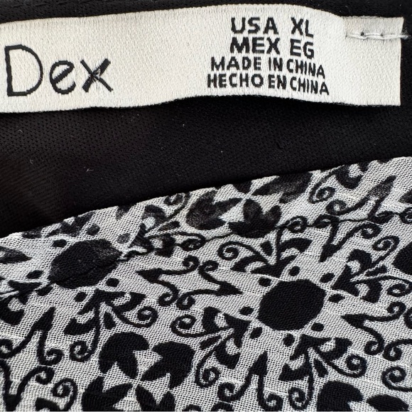 Dex Black & White Boho Maxi Dress – Smocked Waist, V-Neck, XL - Picture 9 of 13